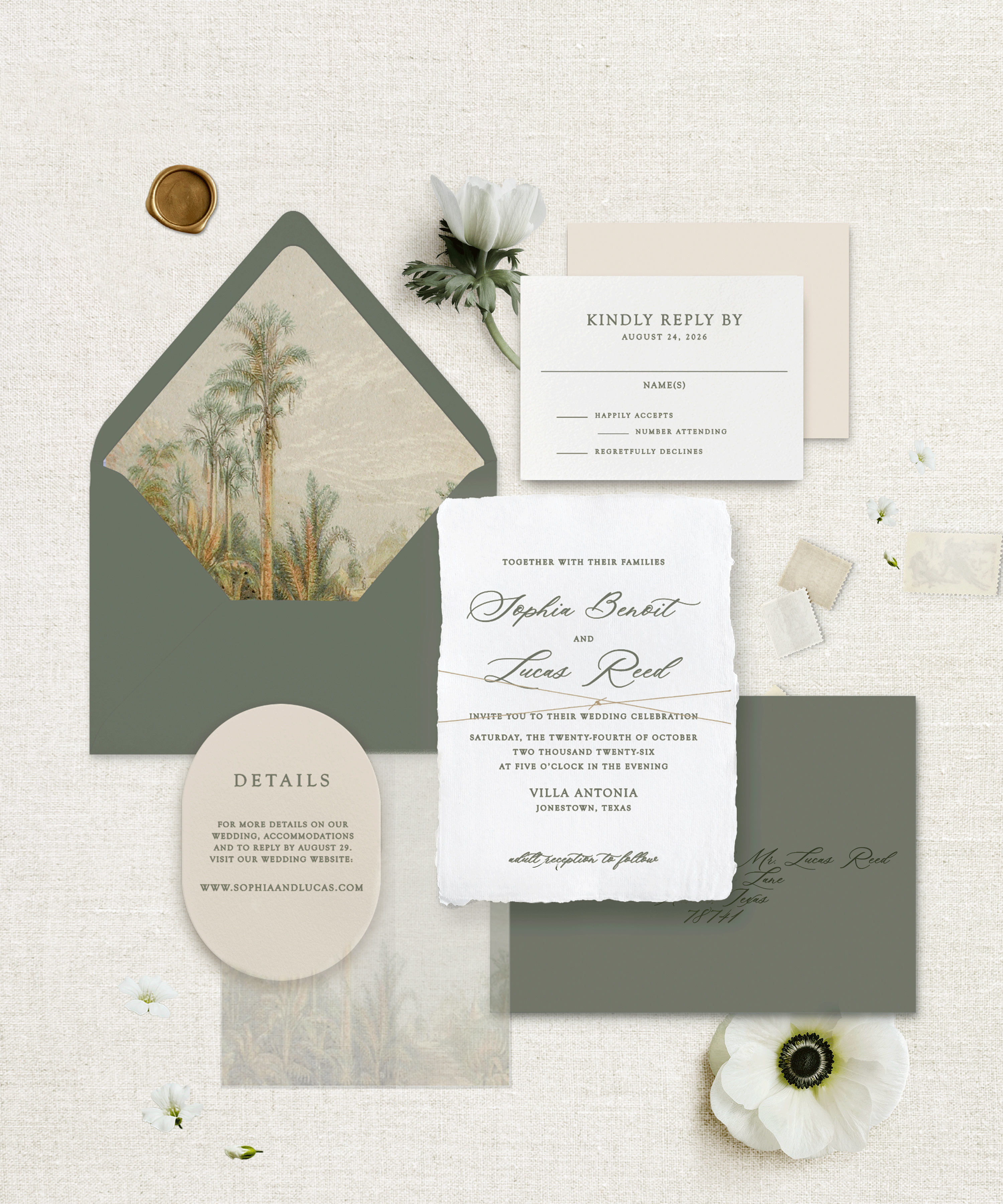 The Tuscan Palm Collection (Mail-In Reply + Details Card)