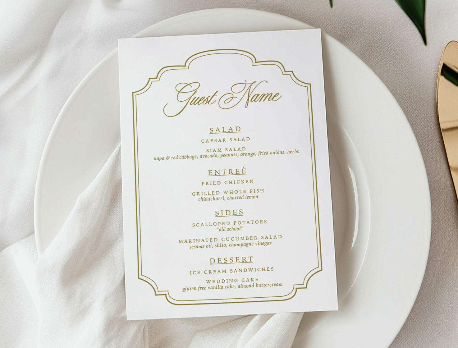 Personalized Menu Card Semi-Custom Collections
