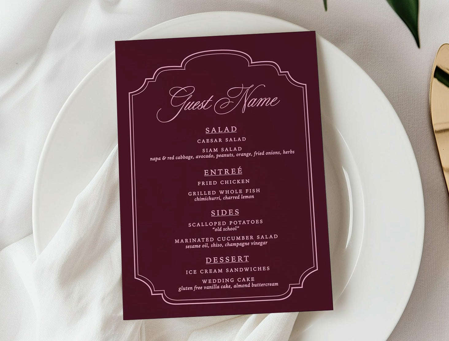 Personalized Menu Card - The Florentine Pavone Edit Semi-Custom Collections
