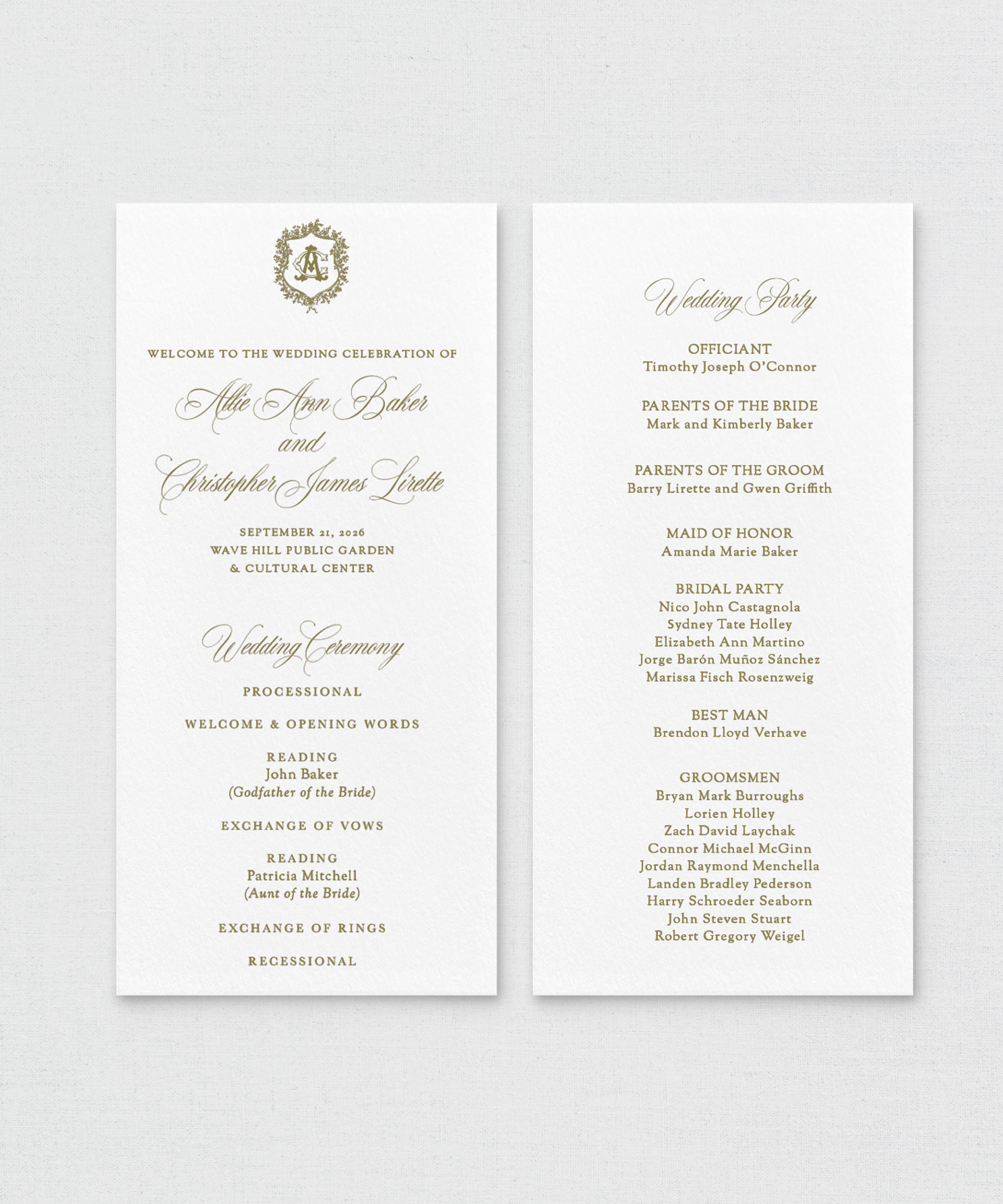 Wedding Programs with Monogram - The Seraphina Signature Edit
