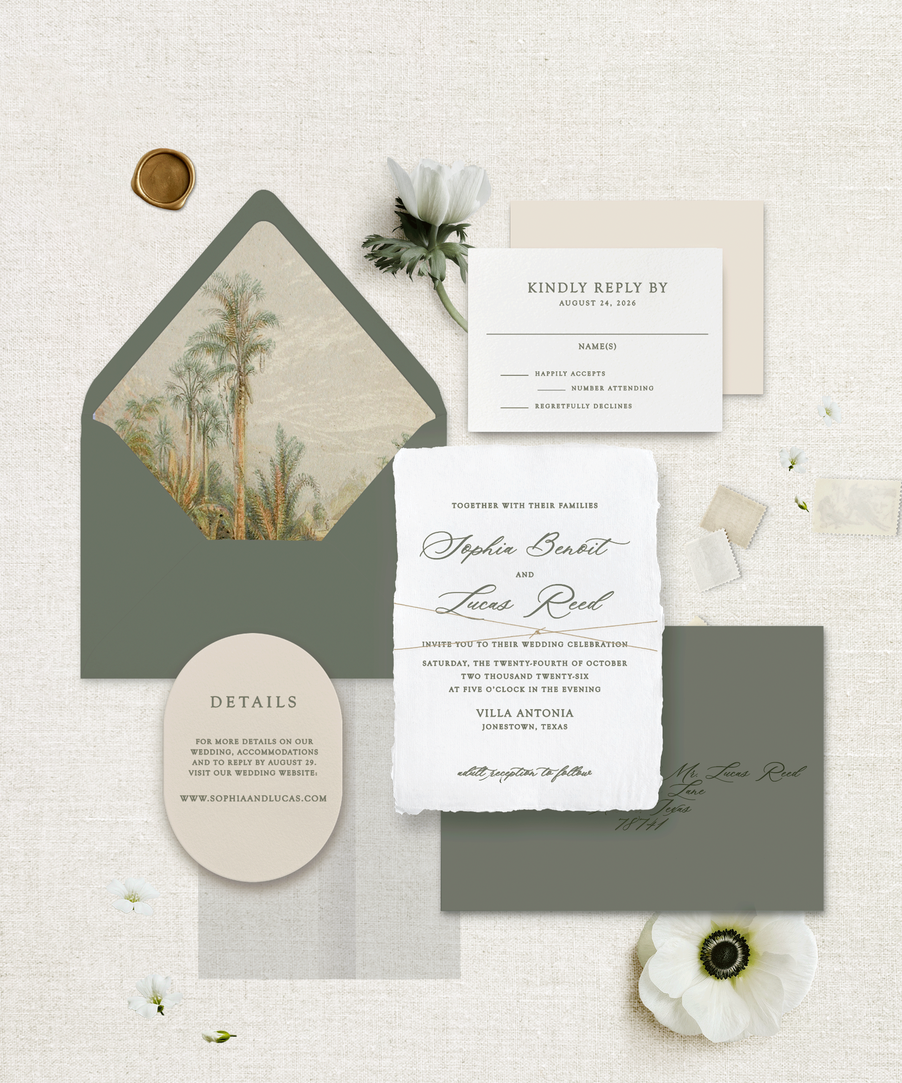The Tuscan Palm Collection (Mail-In Reply + Details Card) Semi-Custom Collections