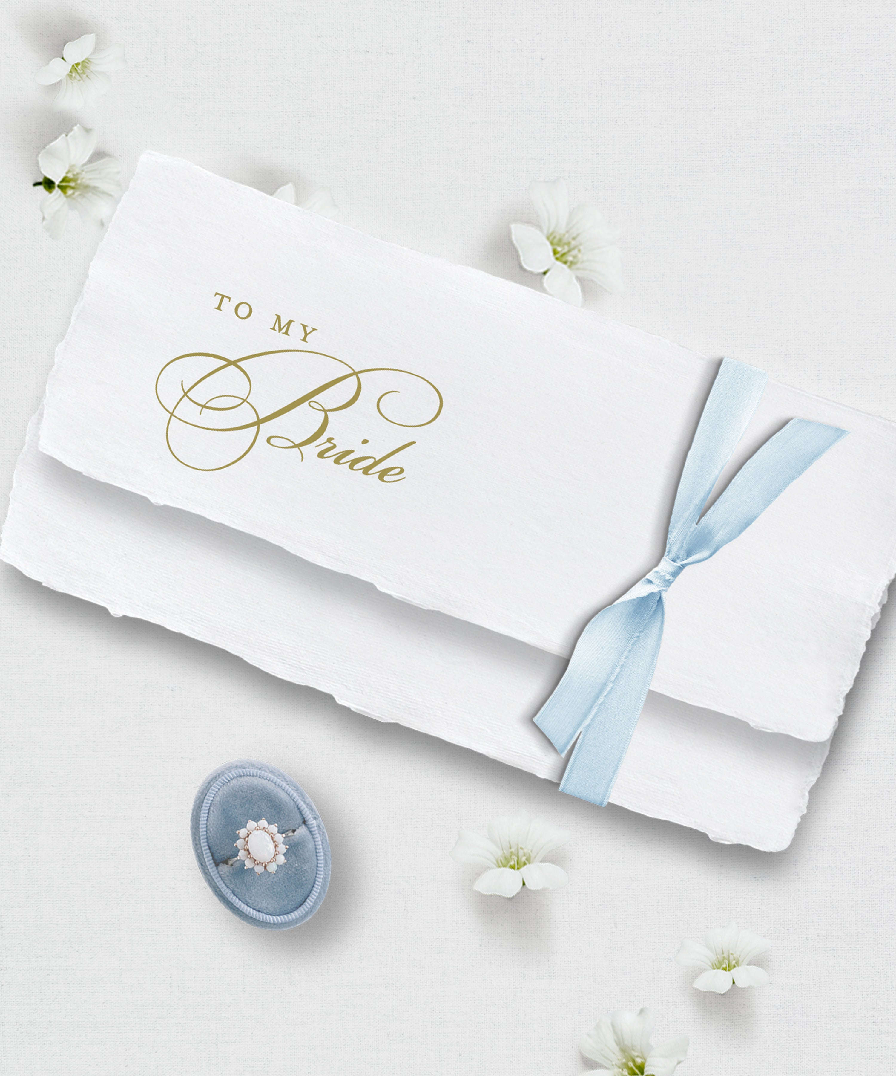 To my Bride Wedding Day Letter, Handmade Paper, Silk Ribbon Semi-Custom Collections