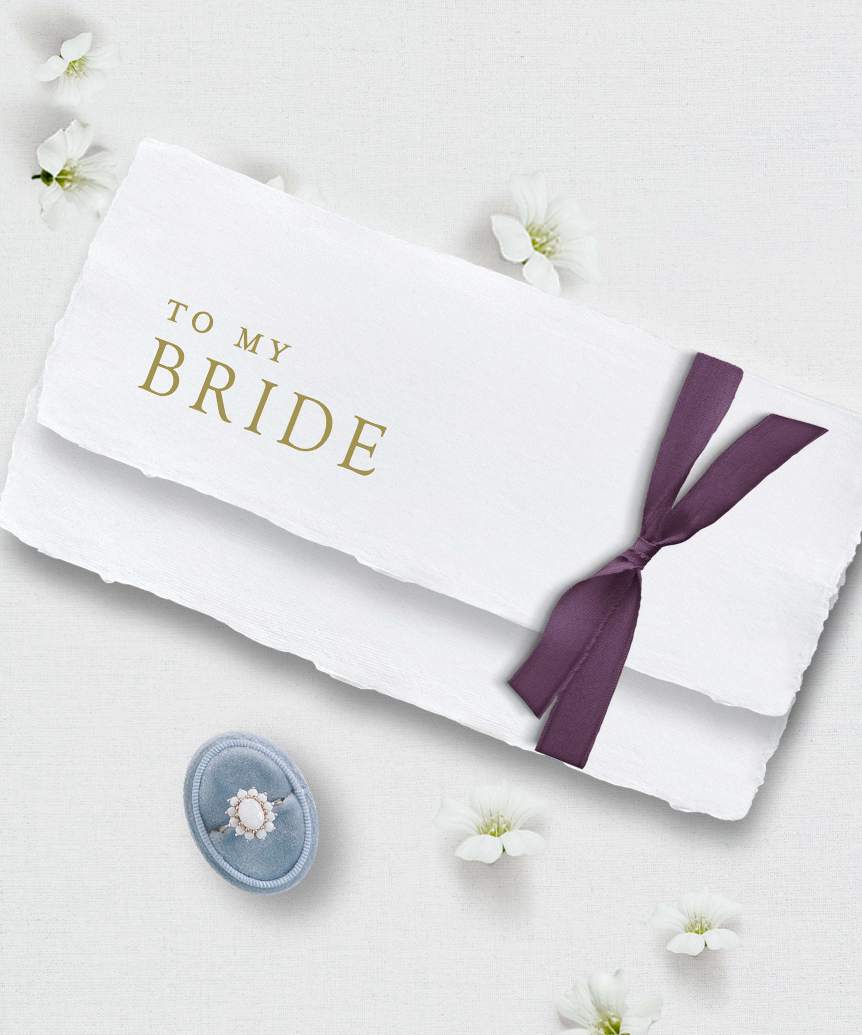 To my Bride Wedding Day Letter, Handmade Paper, Silk Ribbon Semi-Custom Collections