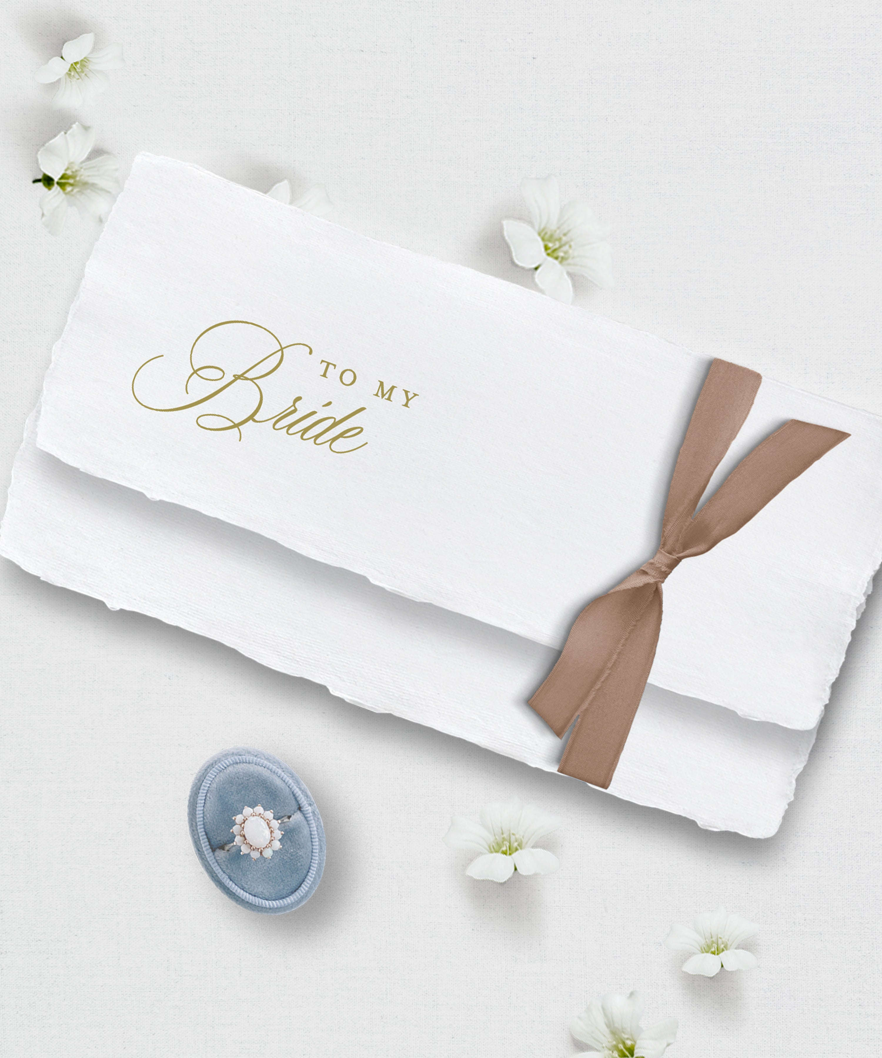 To my Bride Wedding Day Letter, Handmade Paper, Silk Ribbon Semi-Custom Collections
