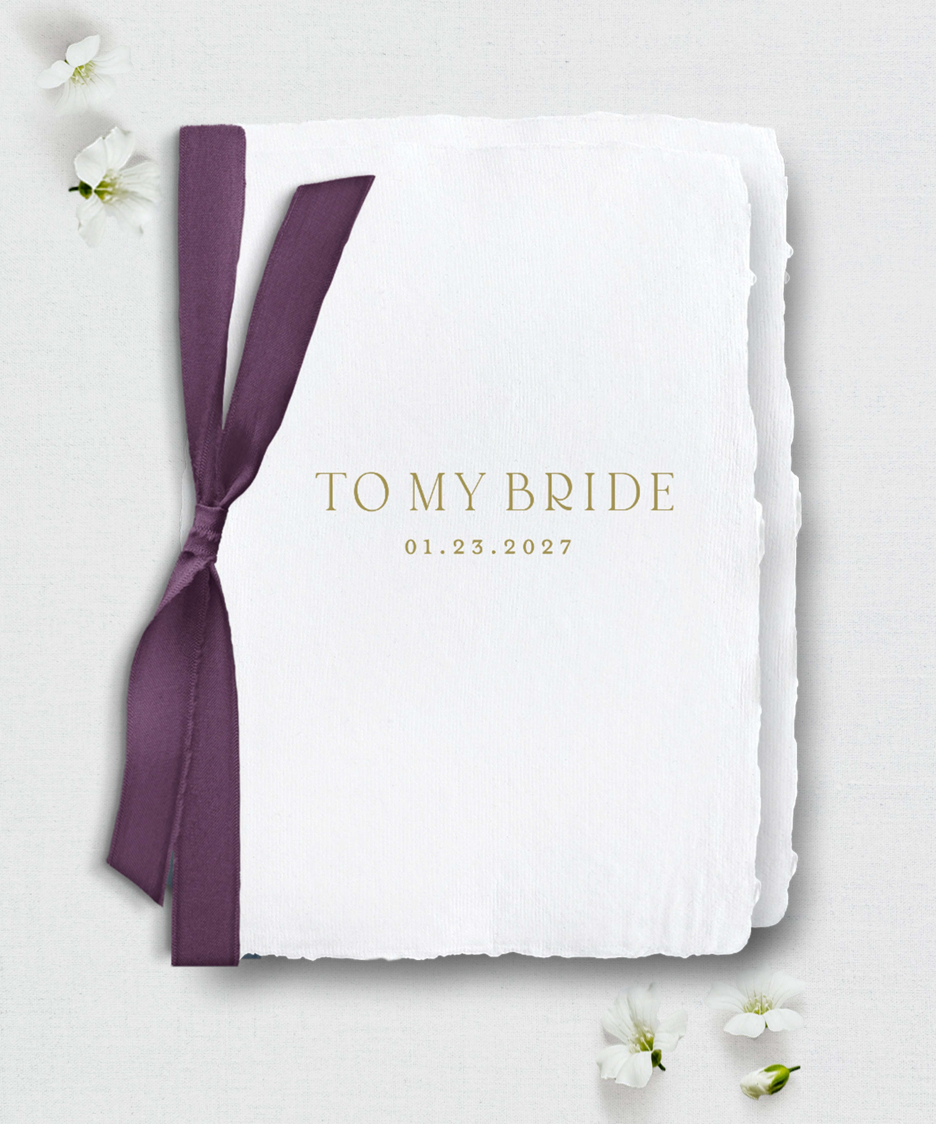 To My Bride Wedding Vow Book, Handmade Paper, Silk Ribbon Semi-Custom Collections