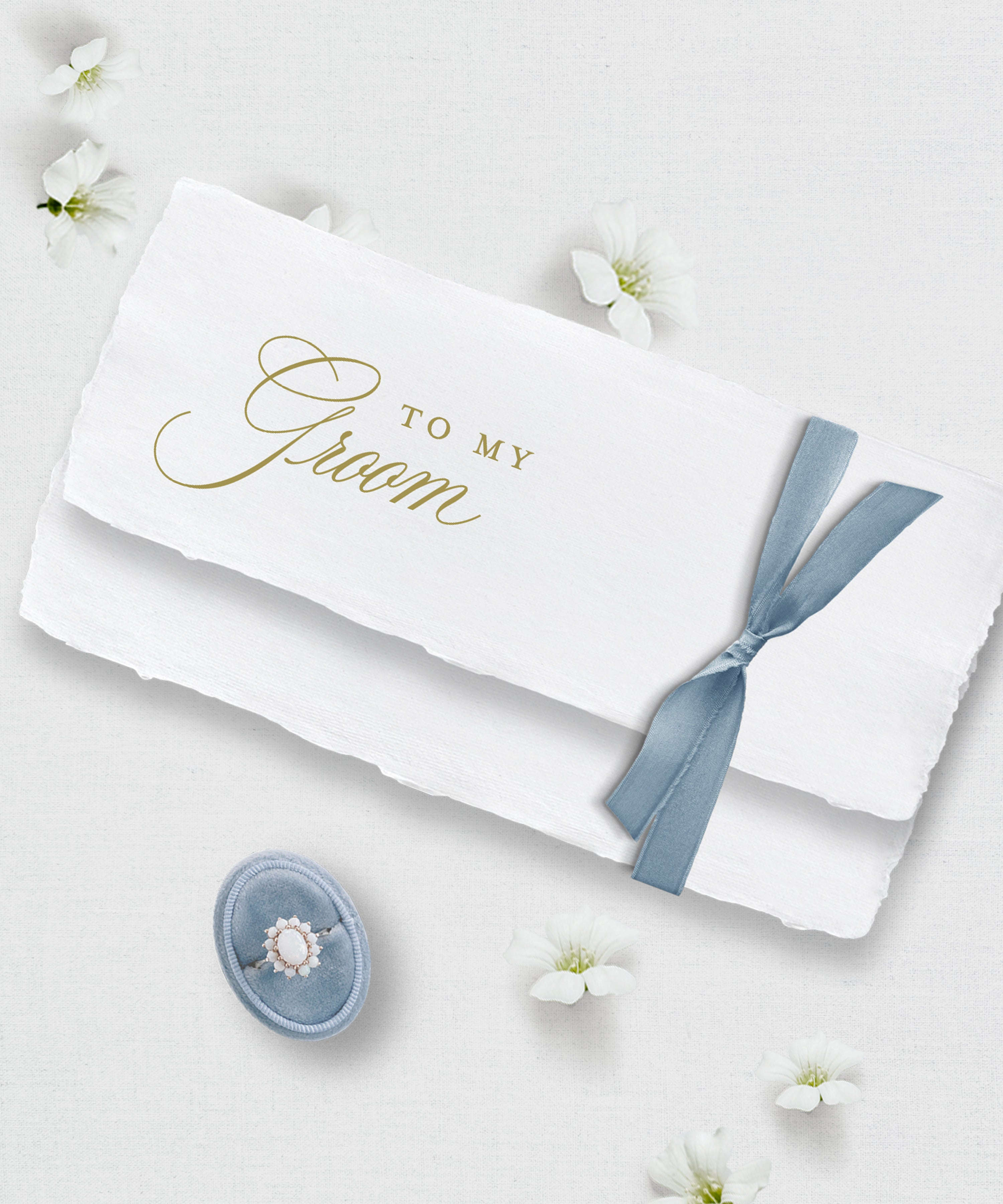 To my Groom Wedding Day Letter, Handmade Paper, Silk Ribbon Semi-Custom Collections