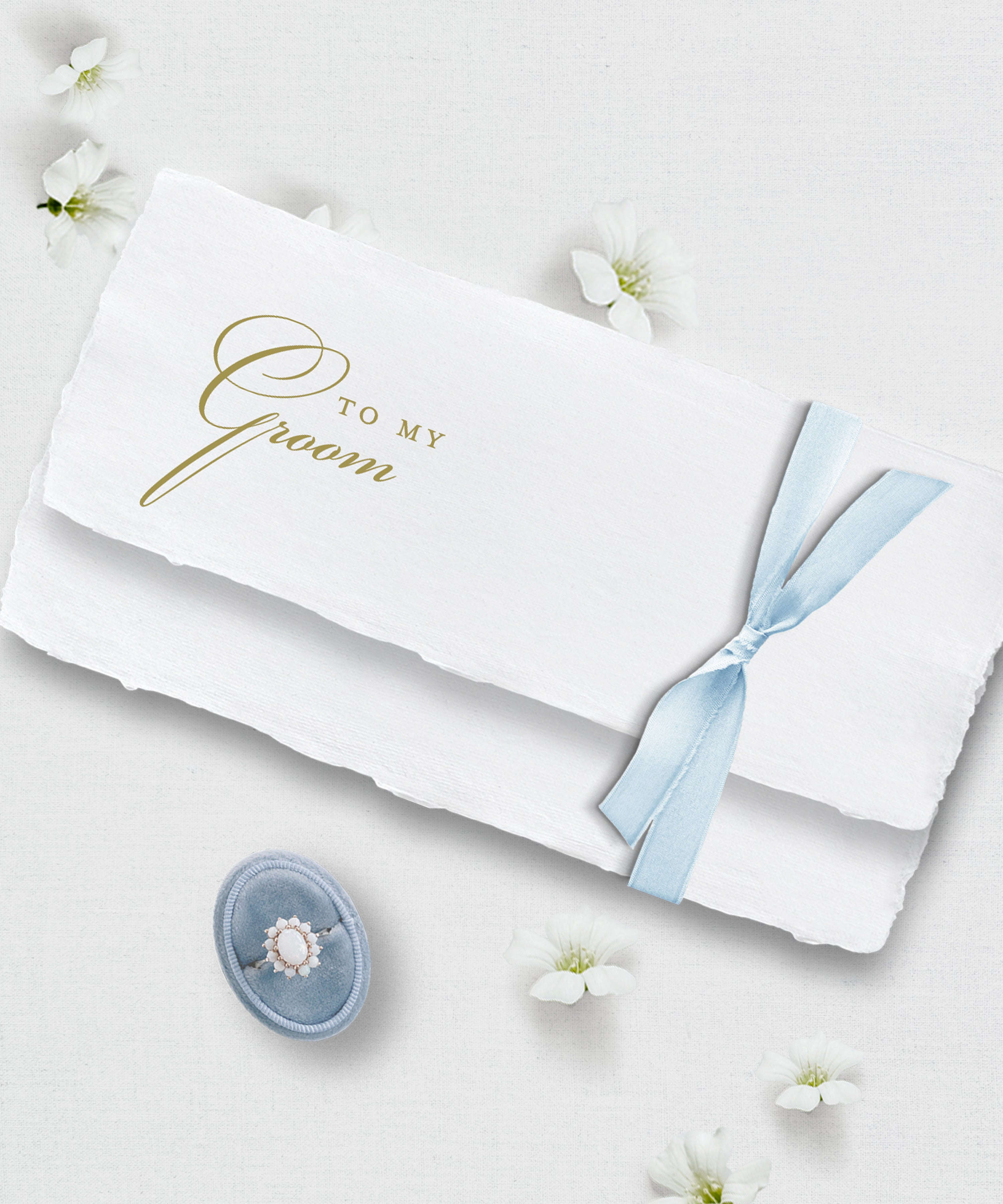 To my Groom Wedding Day Letter, Handmade Paper, Silk Ribbon Semi-Custom Collections