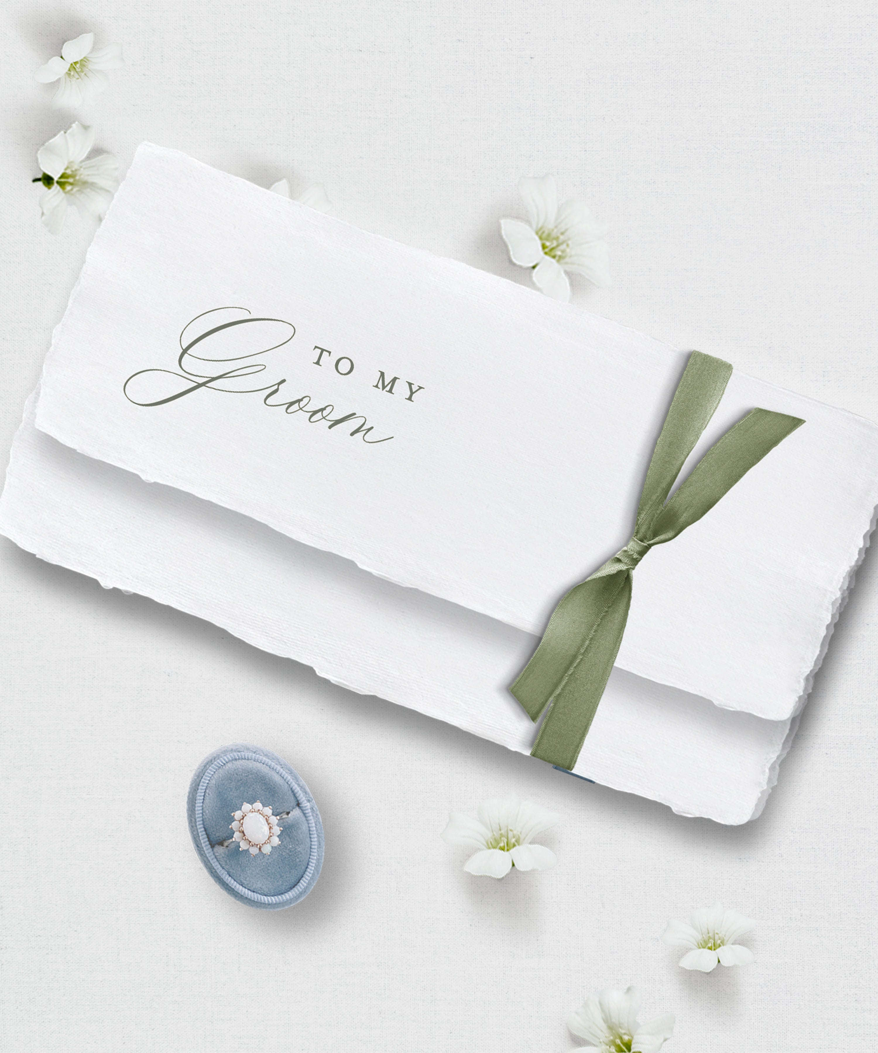 To my Groom Wedding Day Letter, Handmade Paper, Silk Ribbon Semi-Custom Collections