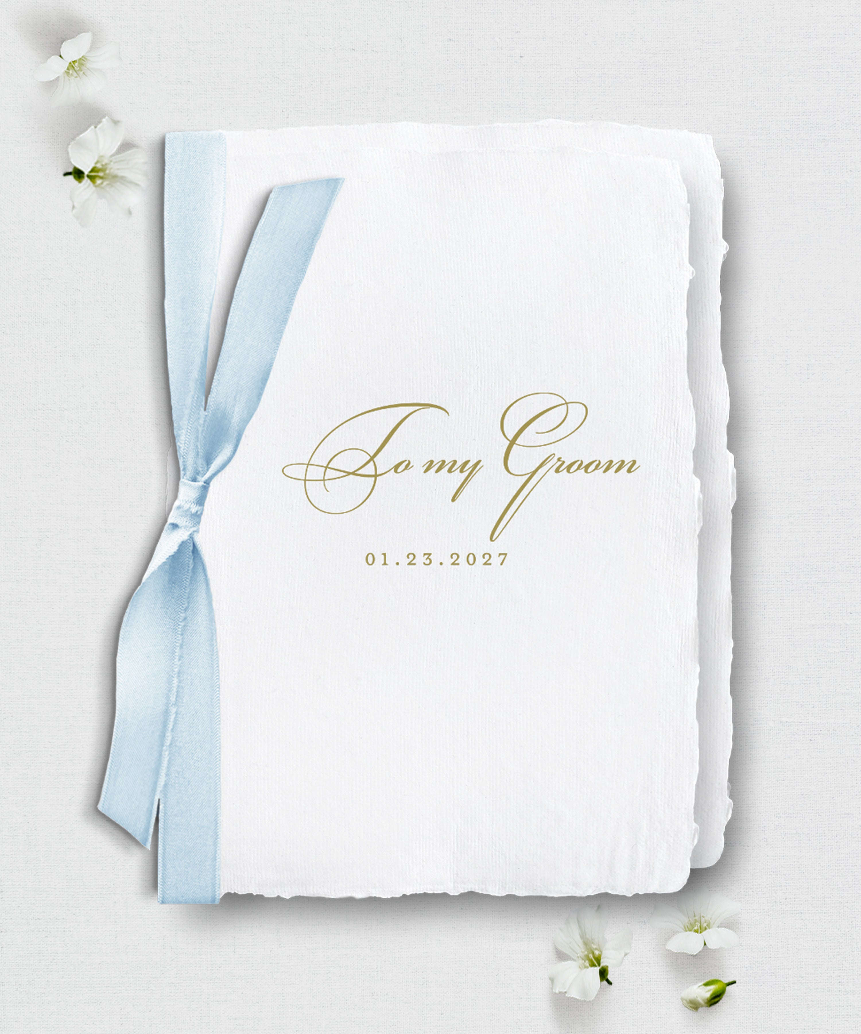 To My Groom Wedding Vow Book, Handmade Paper, Silk Ribbon Semi-Custom Collections