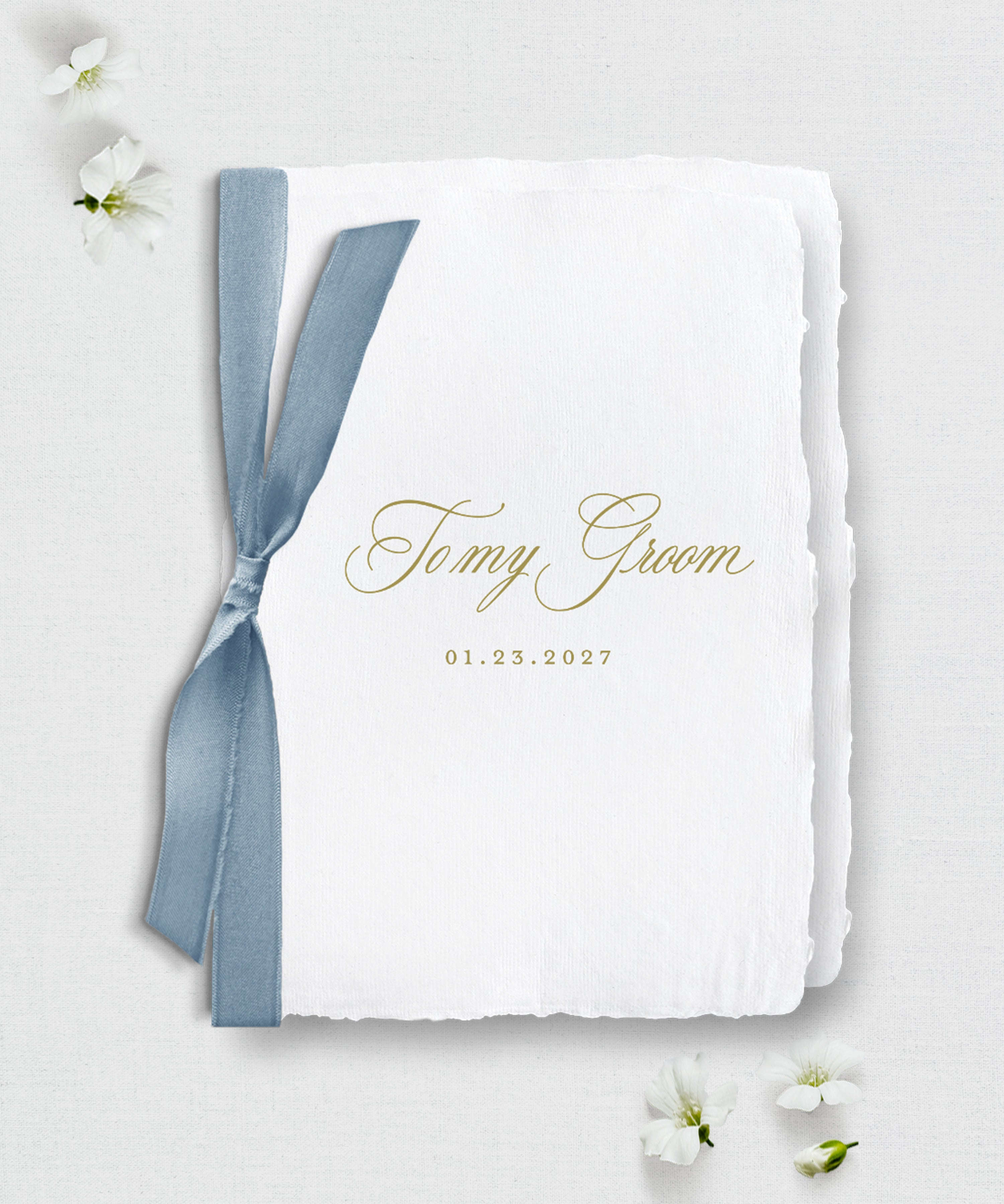 To My Groom Wedding Vow Book, Handmade Paper, Silk Ribbon Semi-Custom Collections