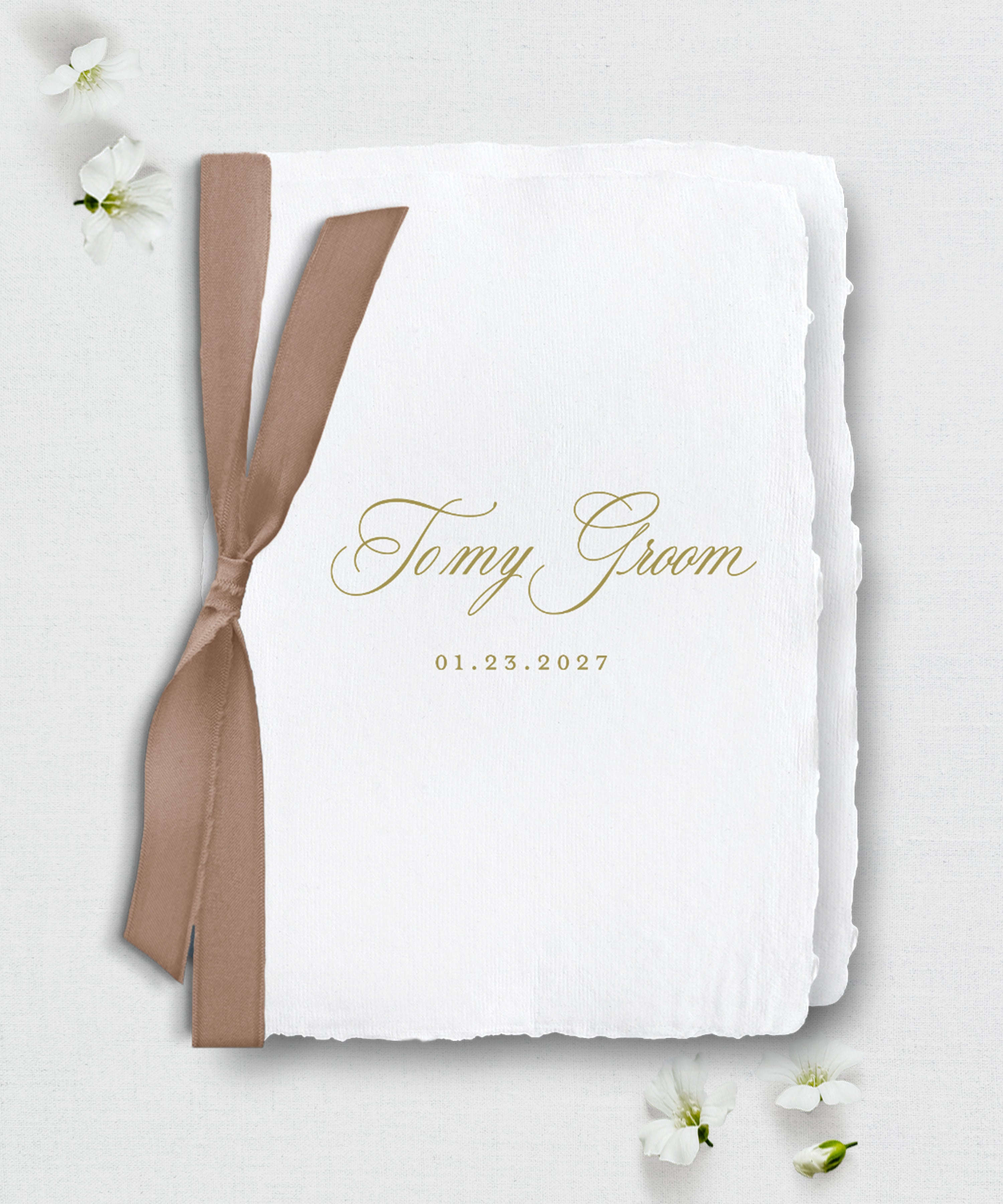To My Groom Wedding Vow Book, Handmade Paper, Silk Ribbon Semi-Custom Collections