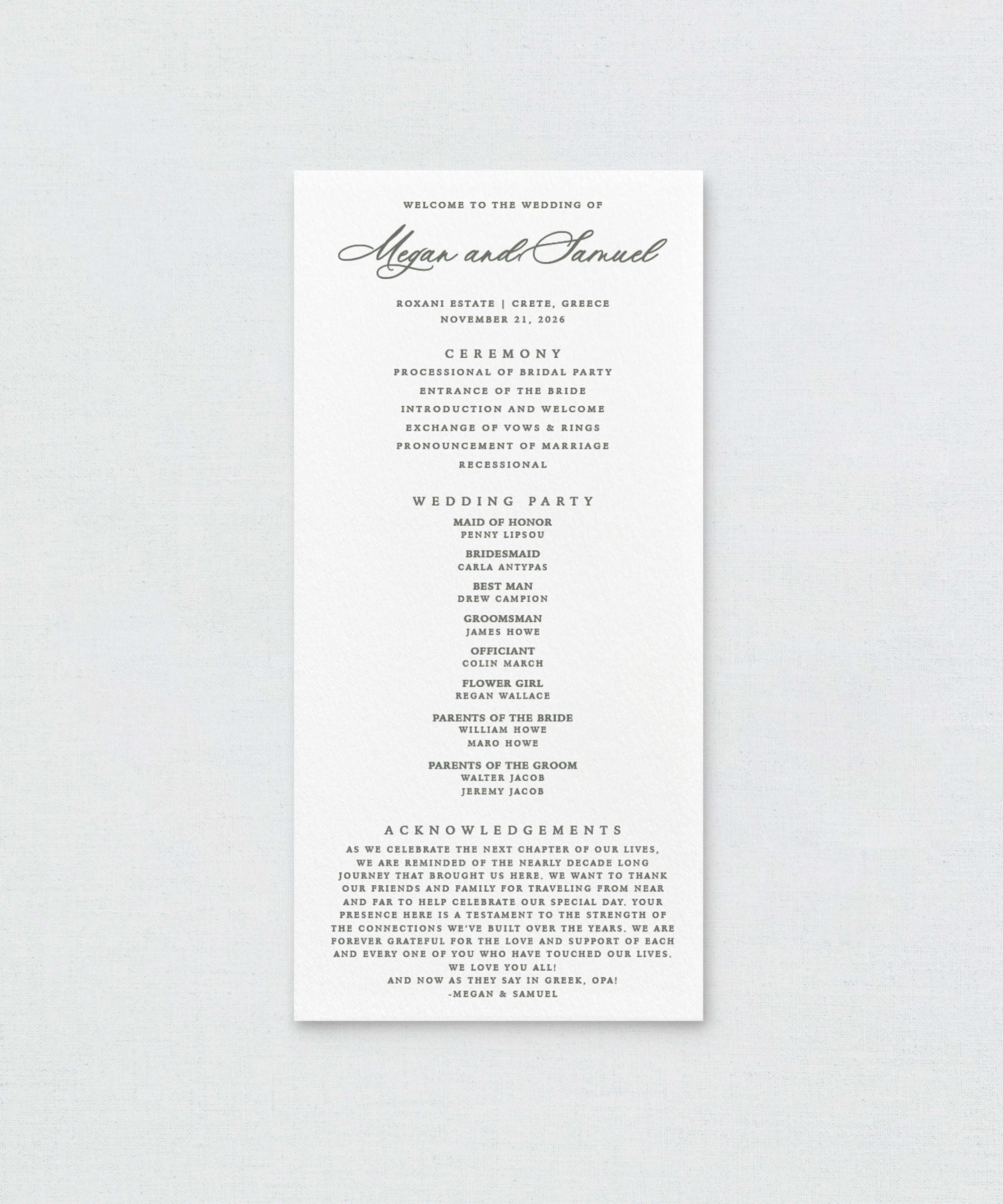 Wedding Program - The Heirloom Border Suite Semi-Custom Collections