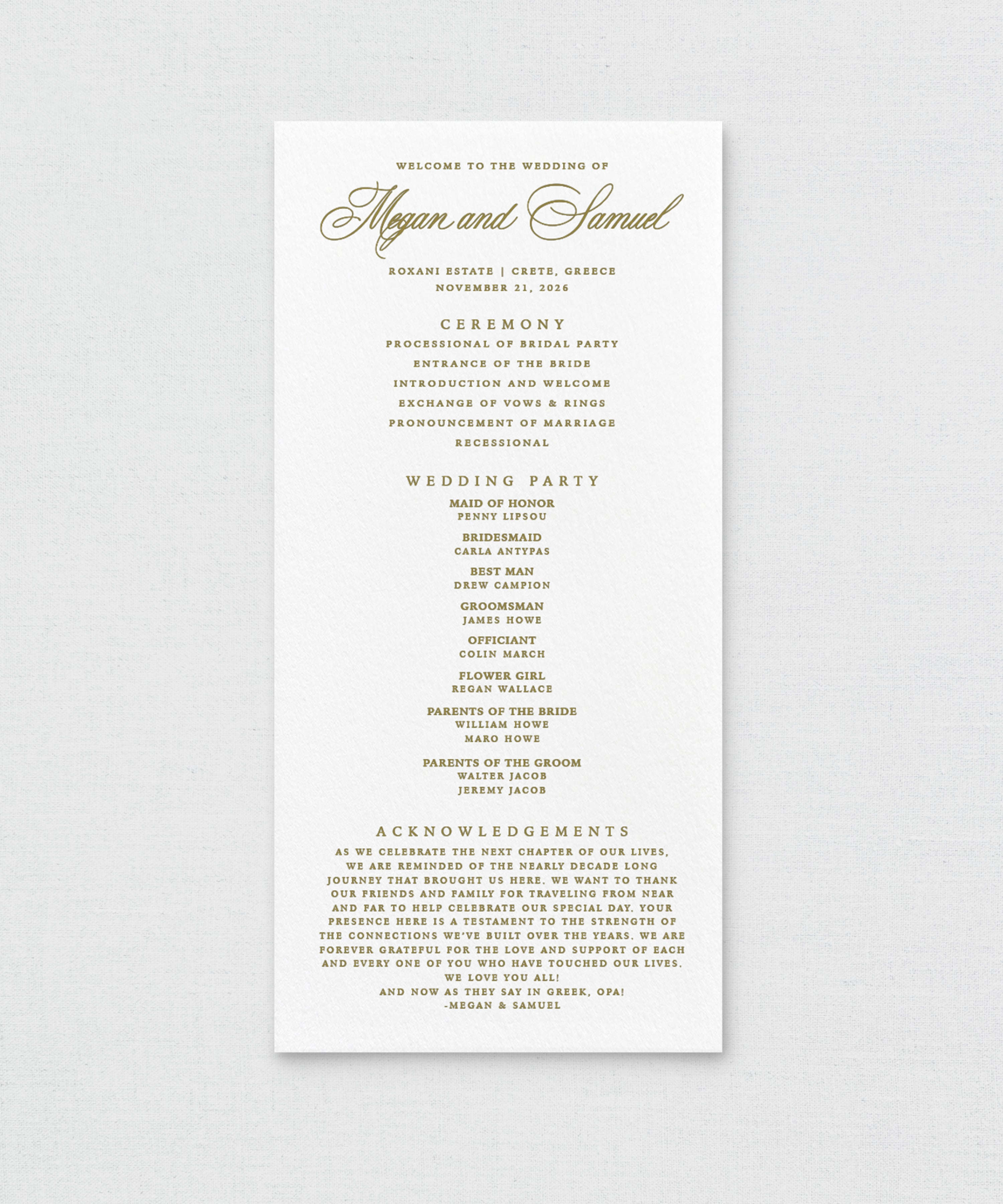 Wedding Program - The Seraphina Signature Edit Semi-Custom Collections