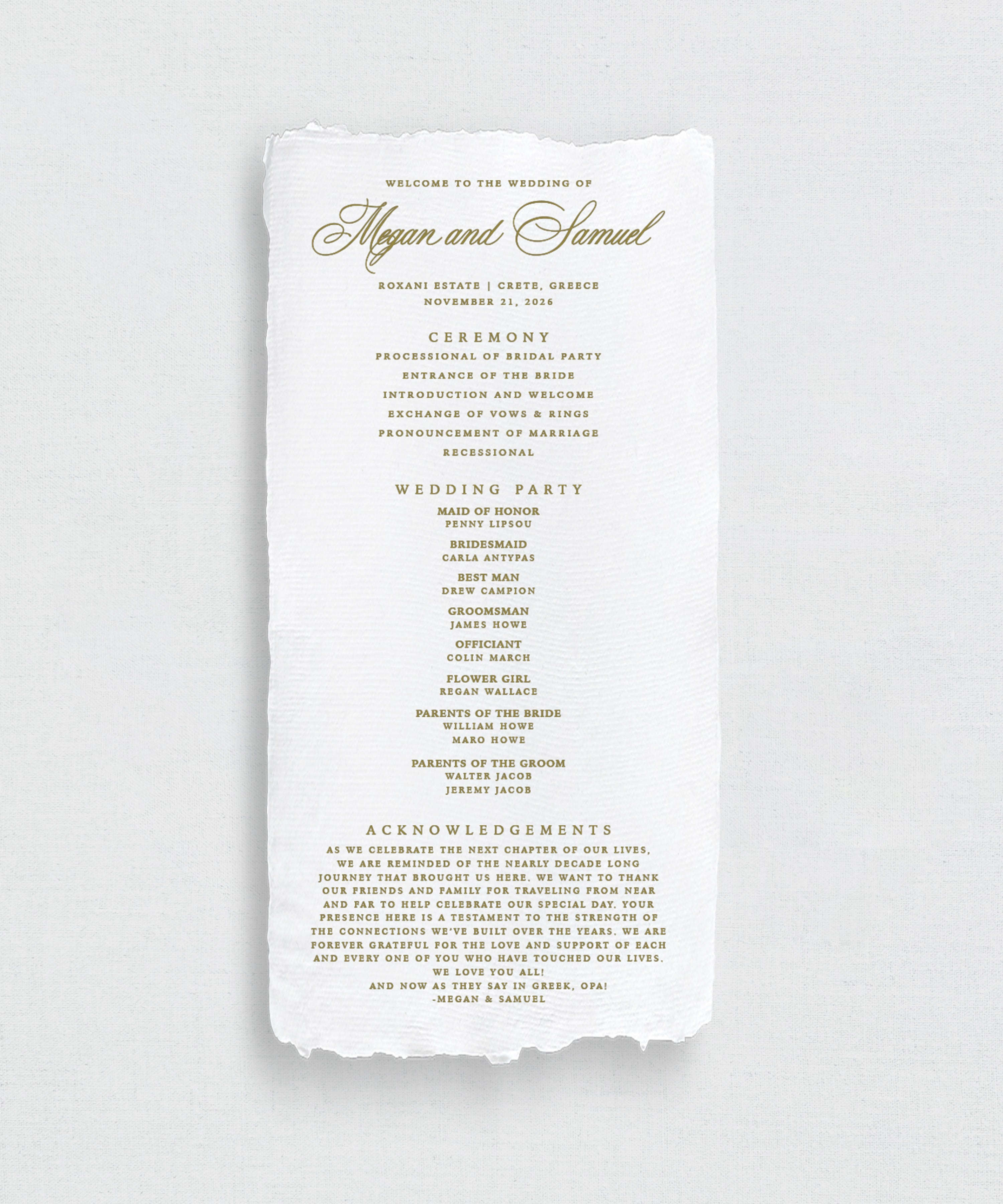 Wedding Program - The Venue Edit Semi-Custom Collections