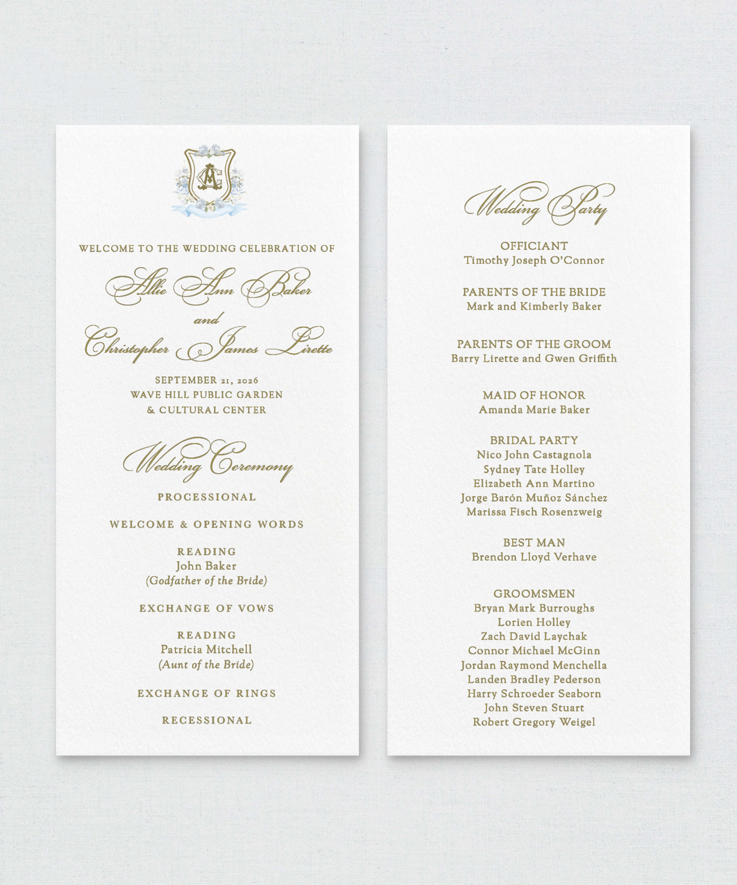 Wedding Programs with Monogram - The Hydrangea Garden Edit Semi-Custom Collections