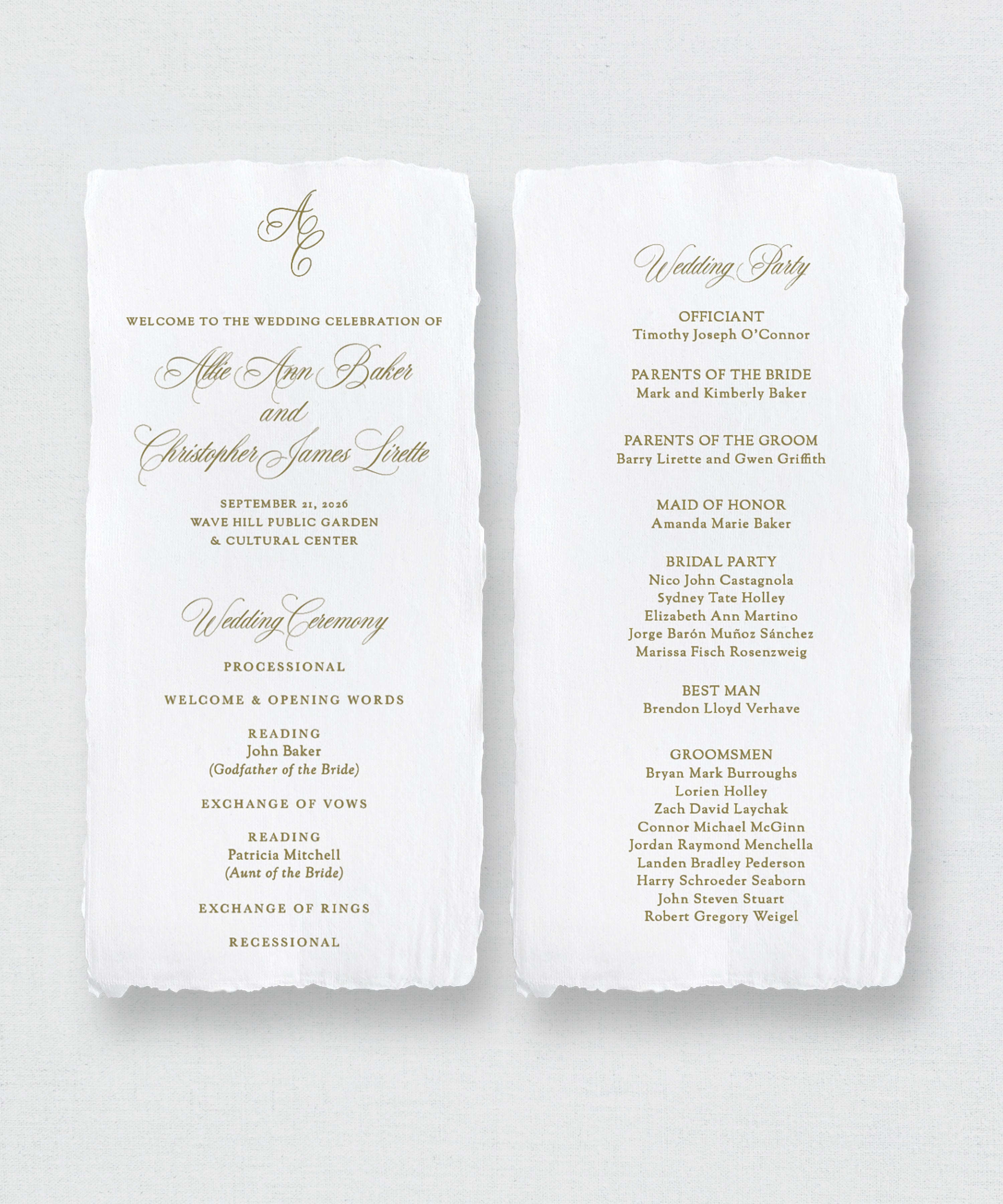 Wedding Programs with Monogram - The Venue Edit Semi-Custom Collections