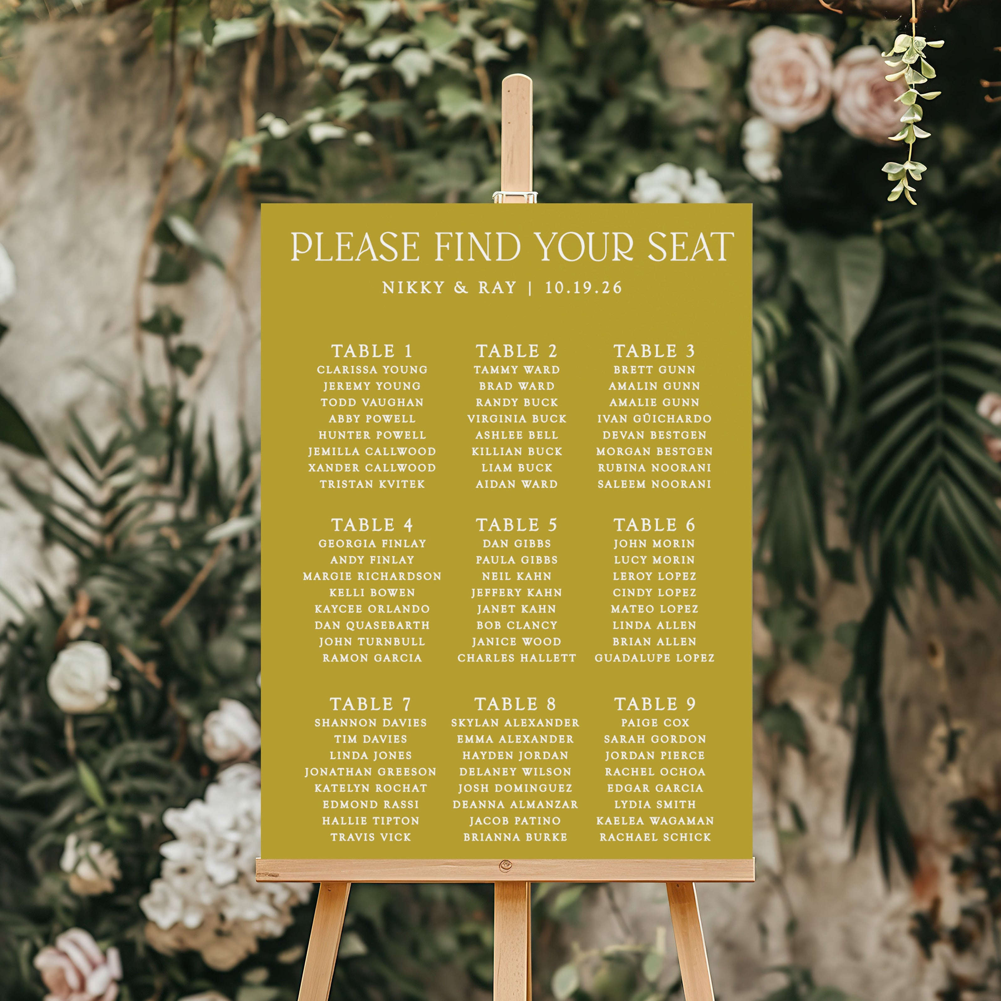 Wedding Seating Chart Semi-Custom Collections