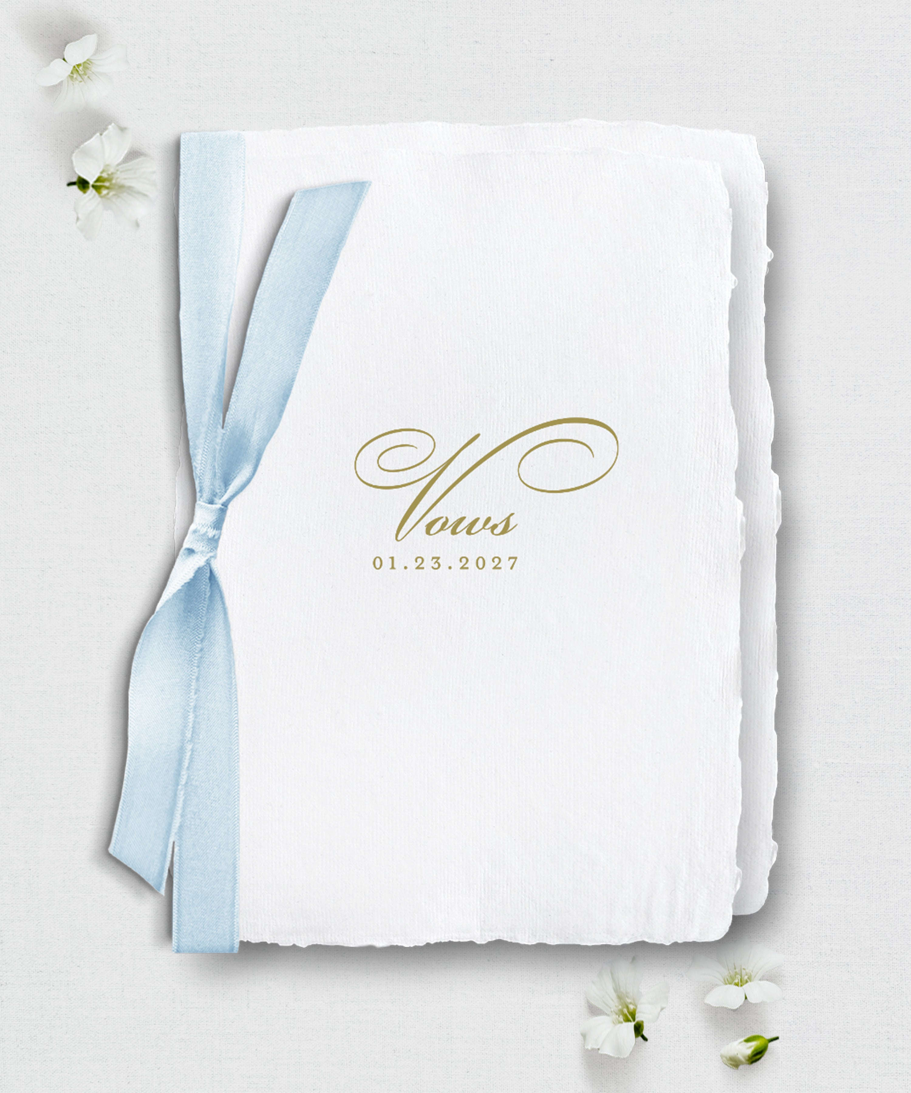 Wedding Vows Handmade Paper Booklet, Silk Ribbon Semi-Custom Collections