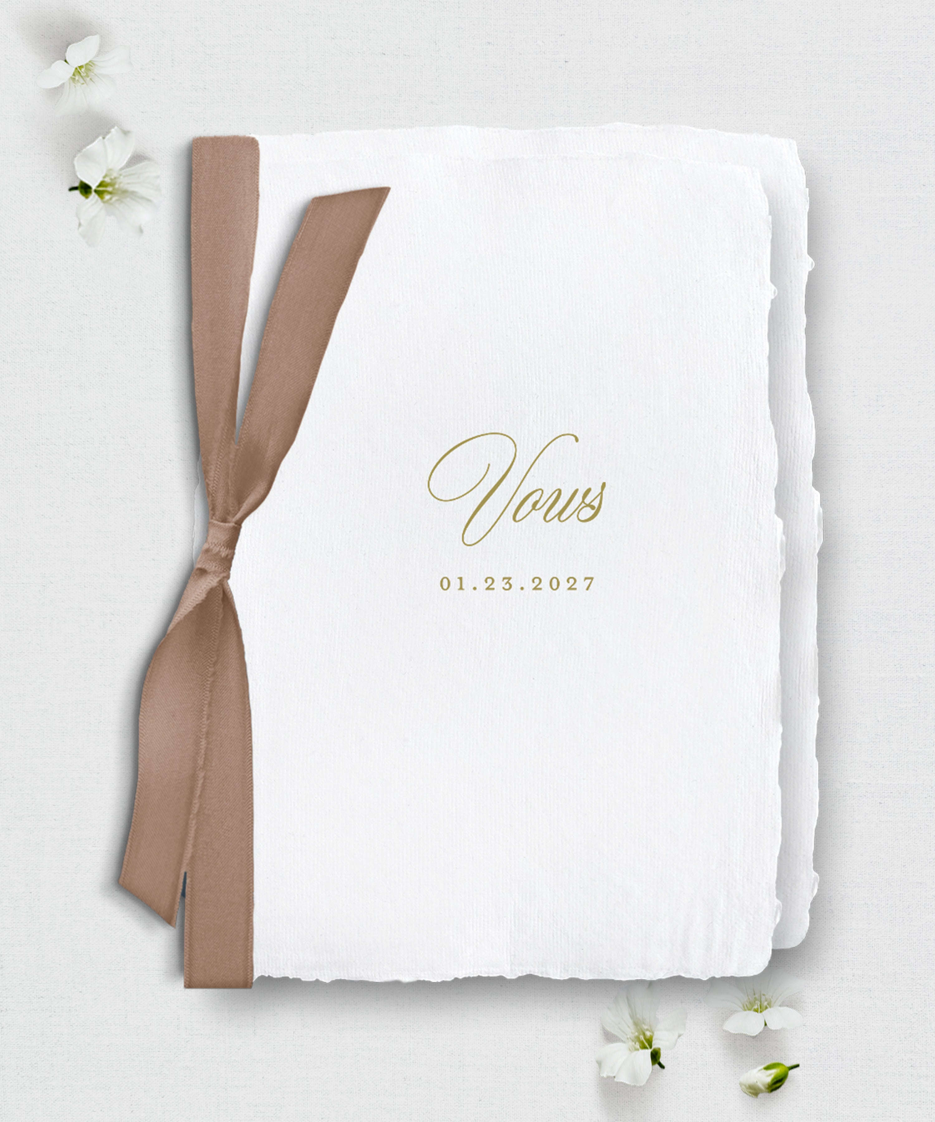 Wedding Vows Handmade Paper Booklet, Silk Ribbon Semi-Custom Collections