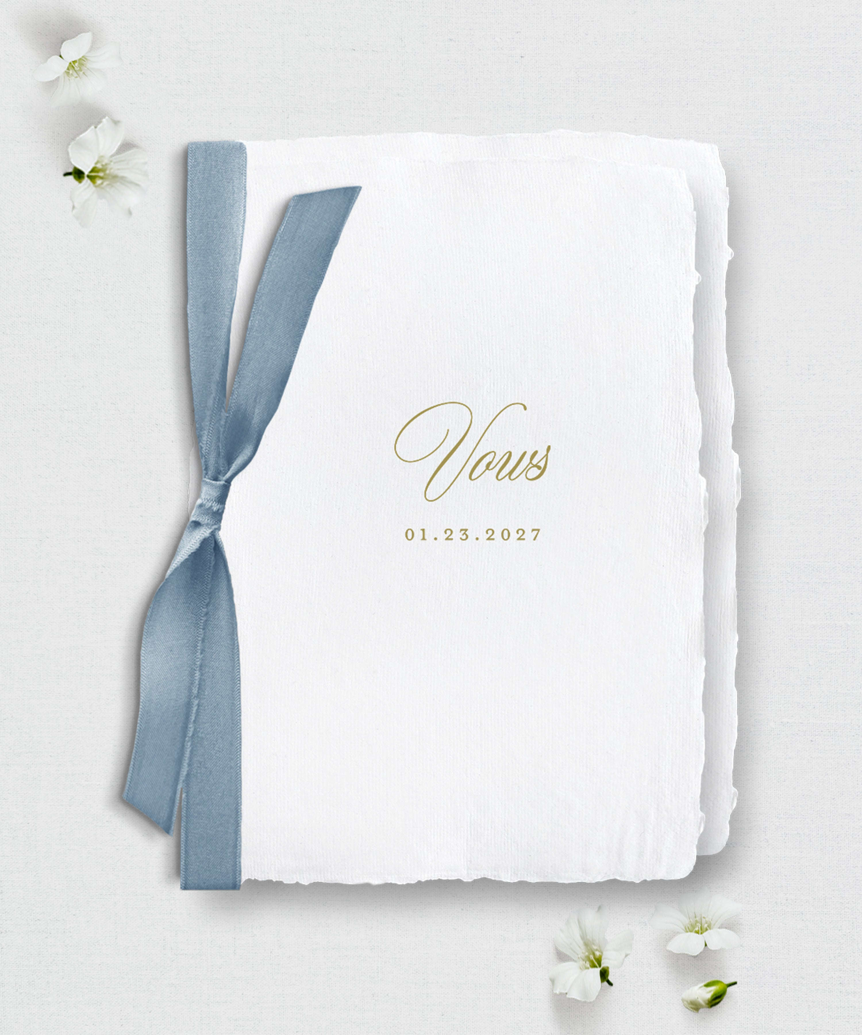 Wedding Vows Handmade Paper Booklet, Silk Ribbon Semi-Custom Collections