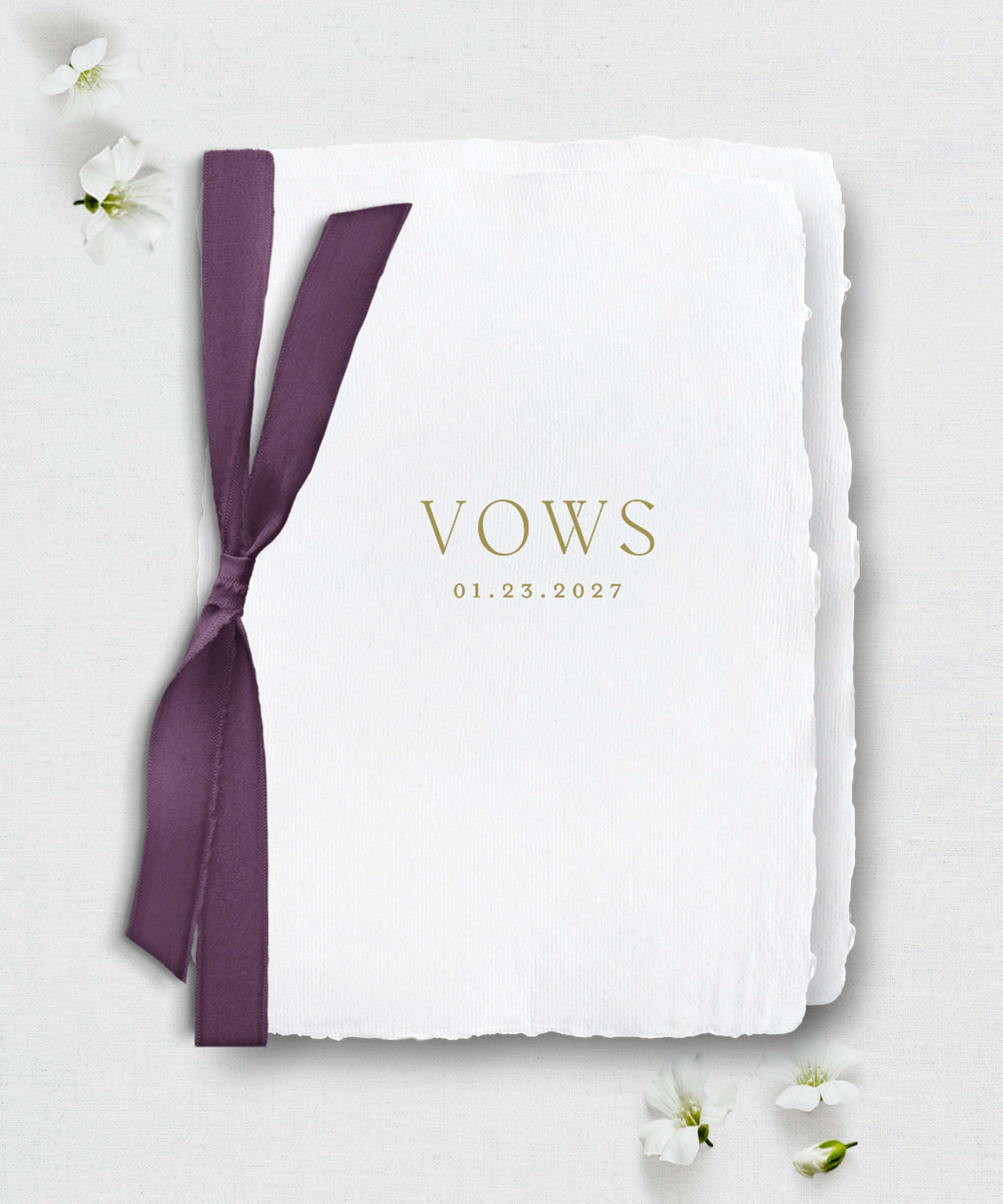 Wedding Vows Handmade Paper Booklet, Silk Ribbon Semi-Custom Collections